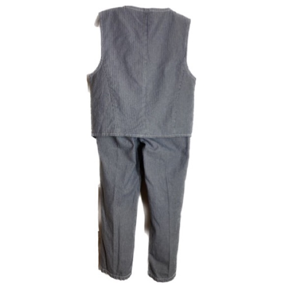 CRAZY 8 Matching Blue & White Thin Striped Vest & Slacks Boy’s Size Small (5/6) - Picture 2 of 7